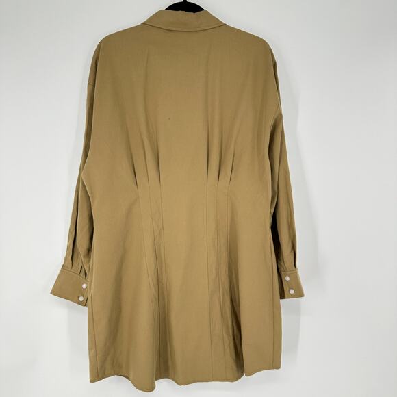 WAYF Libby Khaki Shirt Dress Button Front Long Sleeve New Womens XL - Picture 3 of 9